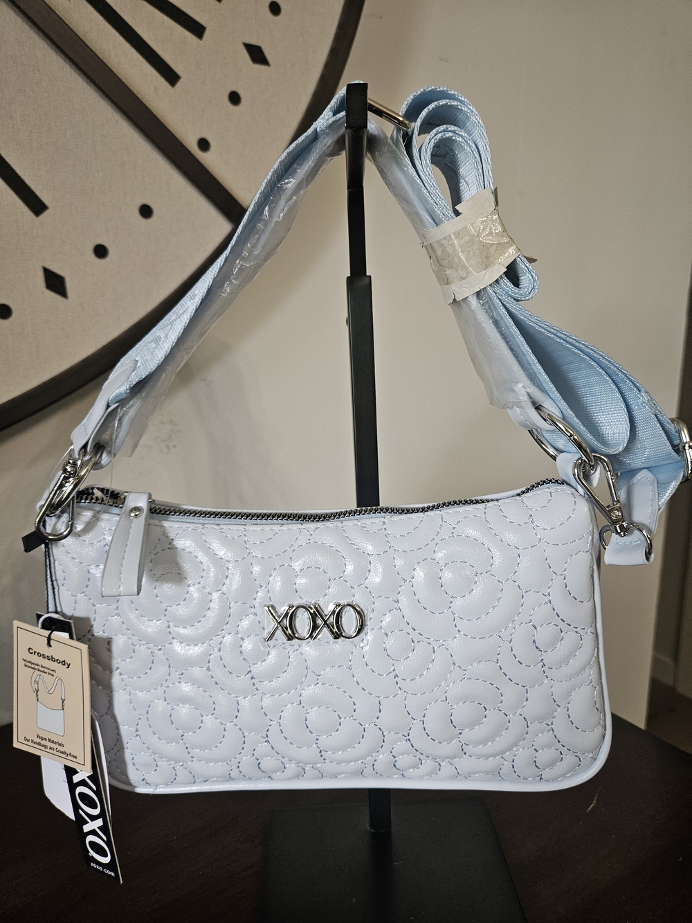 XOXO Light Blue Quilted Crossbody Bag